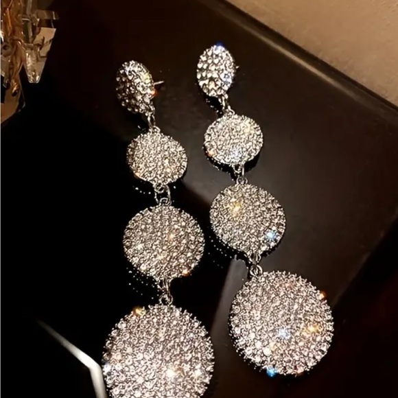 WOMAN’S RHINESTONE EARRINGS STERLING SILVER - Picture 5 of 8